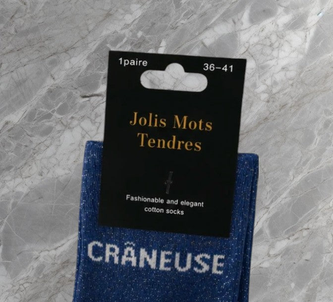 Chaussettes Fun "CRÂNEUSE" Bleues