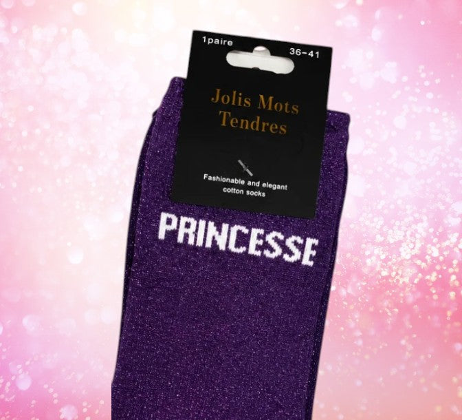 Chaussette Fun "PRINCESSE" Violette