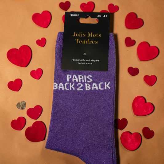 Chaussettes Fun "PARIS BACK 2 BACK" Violette