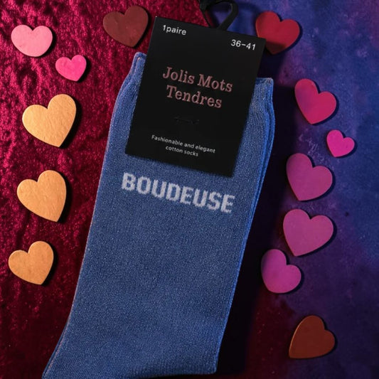 Chaussettes Fun "BOUDEUSE" Bleu