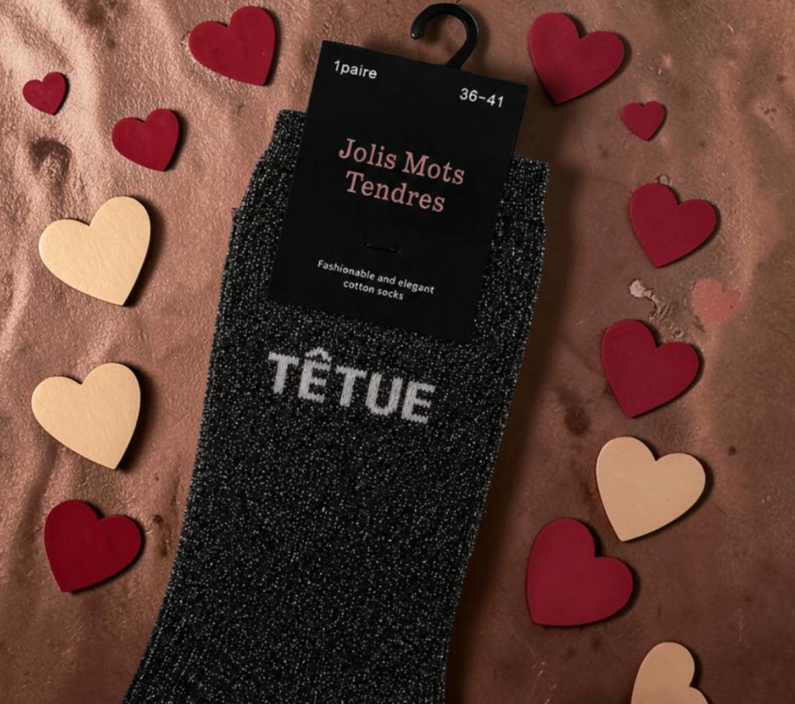 Chaussettes Fun "TÊTUE " Noir
