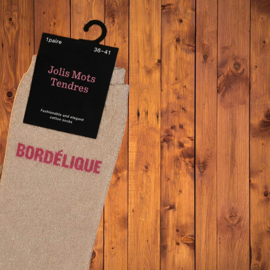 Chaussettes Fun "BORDÉLIQUE " Beige Dorée
