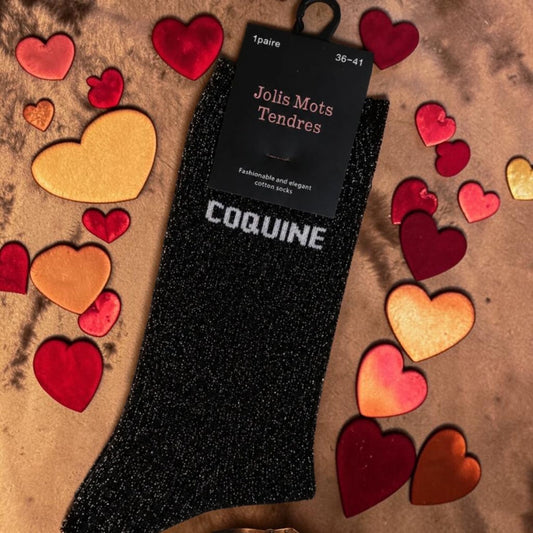 Chaussettes Fun "COQUINE" Noir