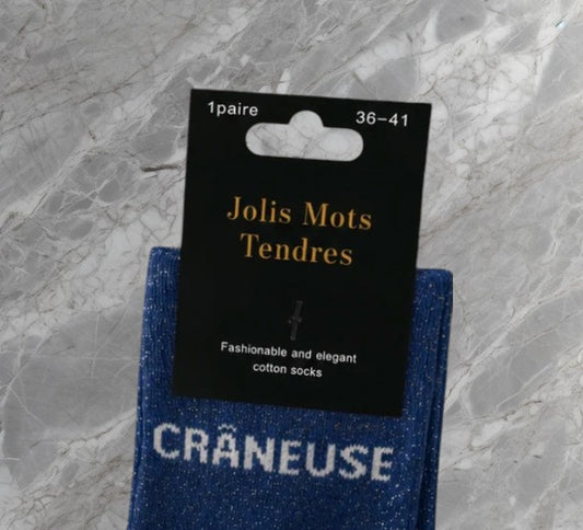 Chaussettes Fun "CRÂNEUSE" Bleues