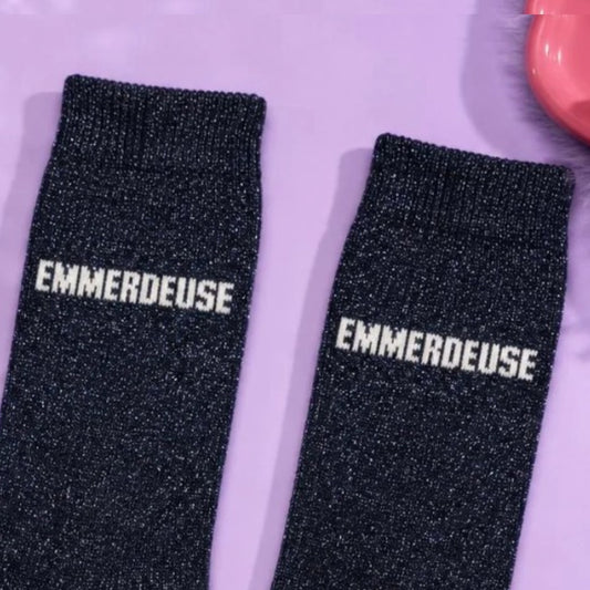 Chaussettes Fun "EMMERDEUSE" Bleu Nuit
