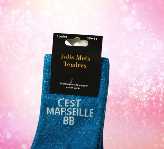 Chaussettes Fun "C'EST MARSEILLE BB" Bleu