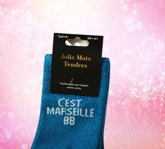 Chaussettes Fun "C'EST MARSEILLE BB" Bleu